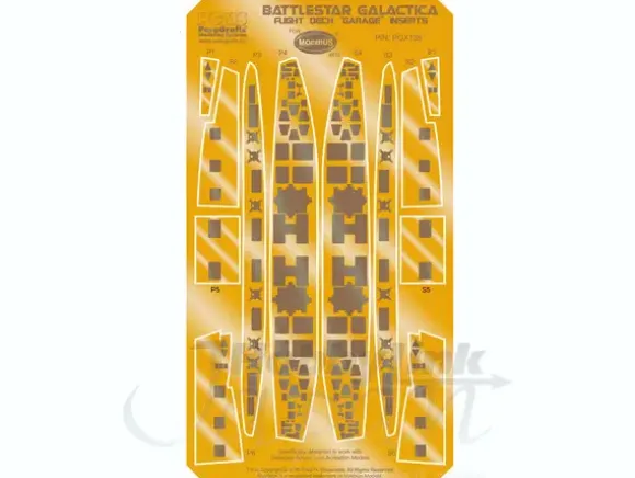1/4105 Battlestar Galactica Hull Inserts Flight Deck Detail Up Photo-Etched Parts (Moebius)