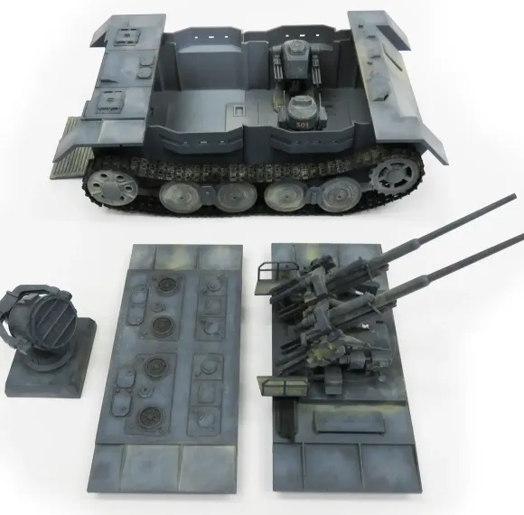 1/72 German P.300 Self-Propelled AA Gun Nachtschnecke + BLF-100 Ein Mann Kampffahrzeug Ausf.Zweifuessler mit 2.0cm Flakvierling/7.5cm Pak