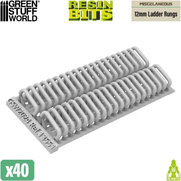 Mecha Detail Parts - 12 mm Ladder Rungs (40pcs)