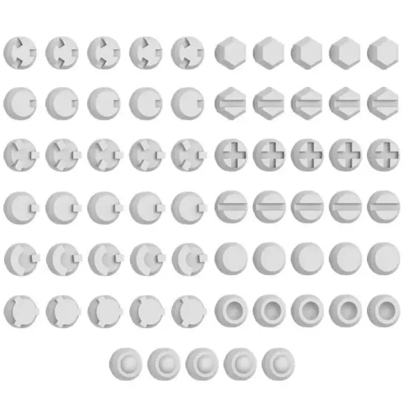 Mecha Detail Parts - Round Rivets with 3 mm Pegs (65pcs)