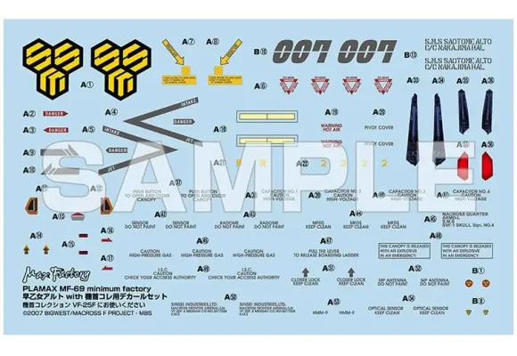1/20 PLAMAX MF-69 minimum factory Alto Saotome with VF-25F Decal Set (Macross F)