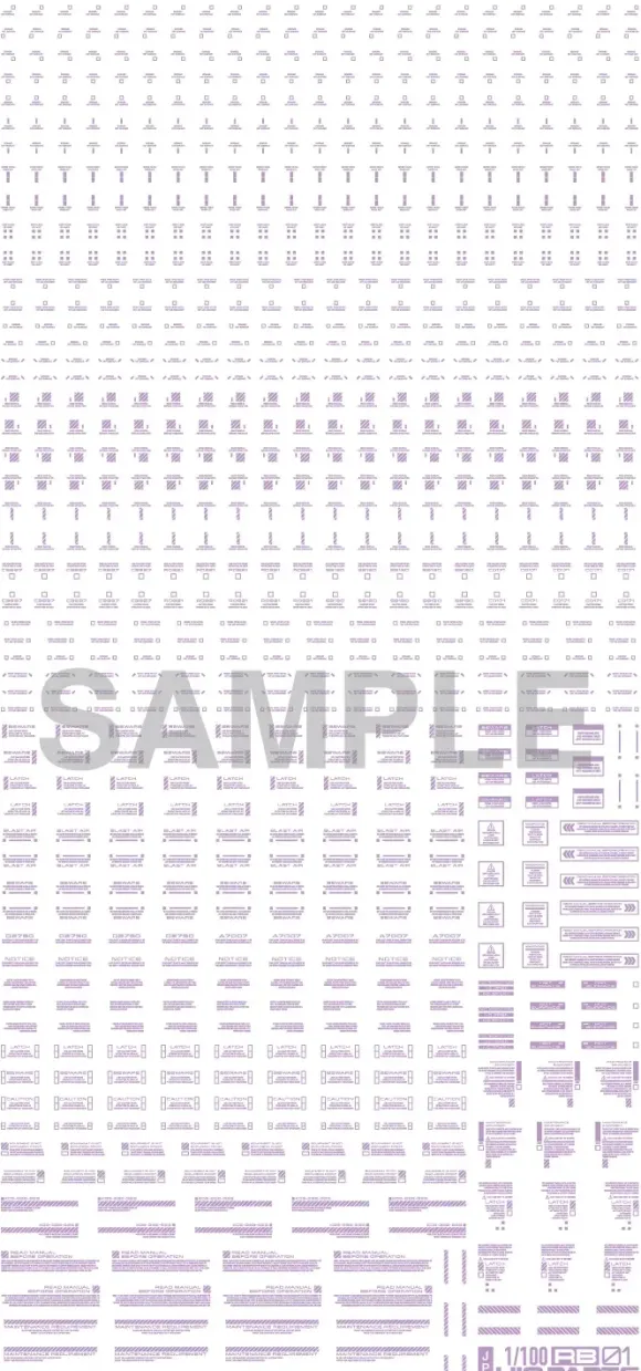 1/100 RB01Caution Decal (1pcs) Pastel Violet
